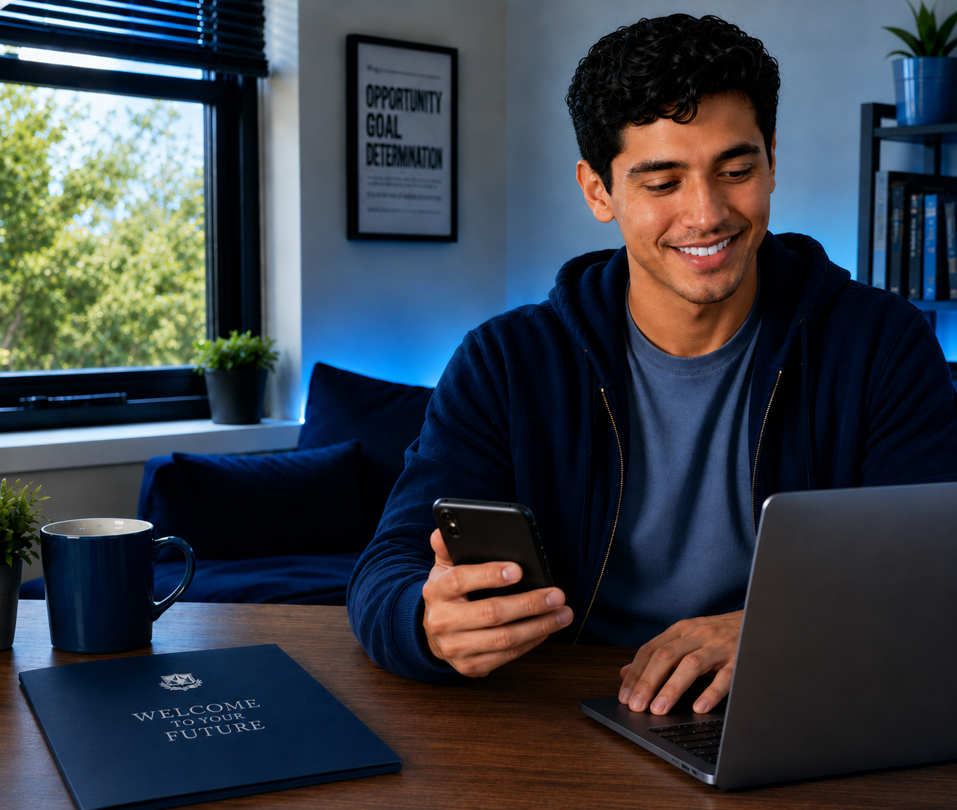 A business user managing payments through a SocialCashier-powered channel on phone and laptop